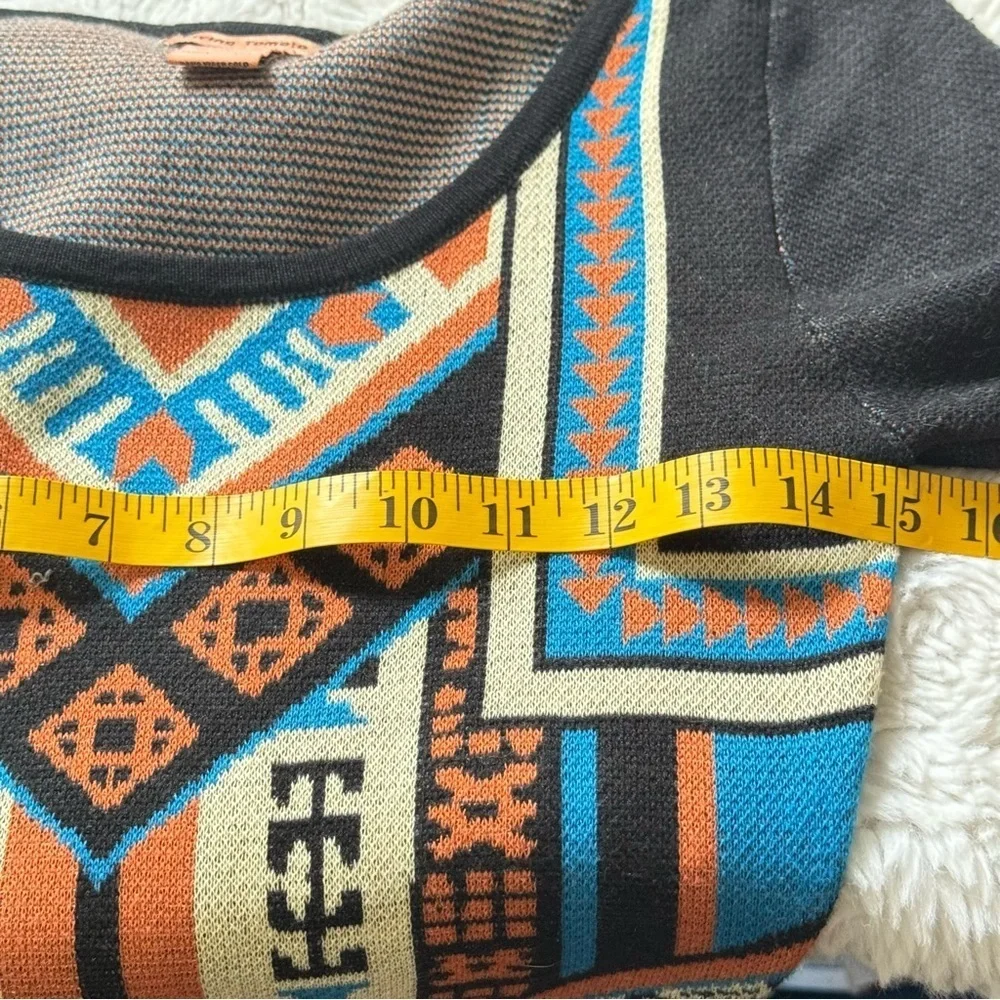 Anthropologie Flying Tomato Aztec Sweater Dress Black Blue Orange - Picture 7 of 9